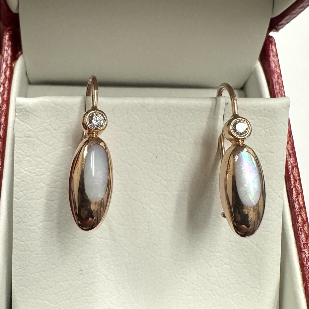 Kabana 14K Diamond and MOP earrings
